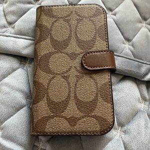 Coach iPhone 12 Mini Folio Case Signature Canvas Khaki NWT